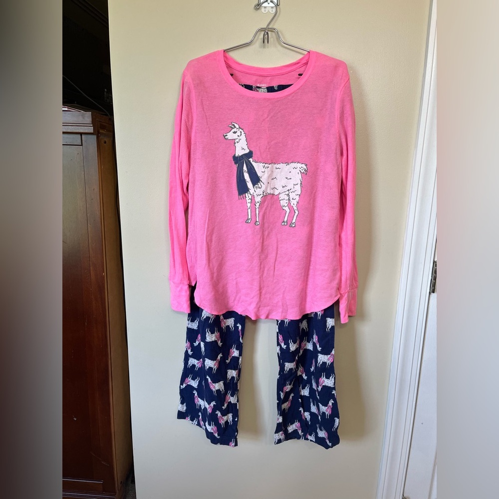 Old Navy Pink and Navy Llama Pajama Set
